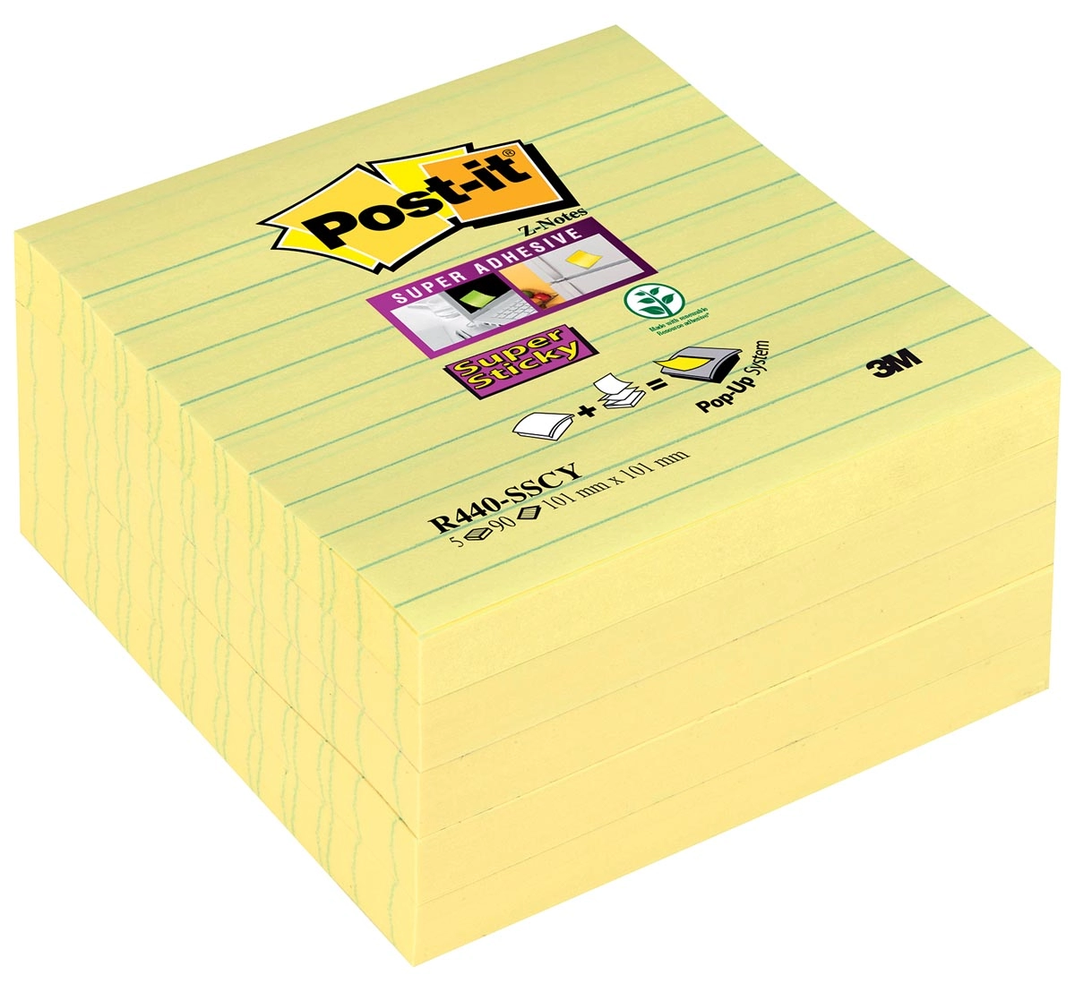 Een Memoblok Post-it super sticky z-note 101x101mm gelijnd 90vel koop je bij Supply Mij